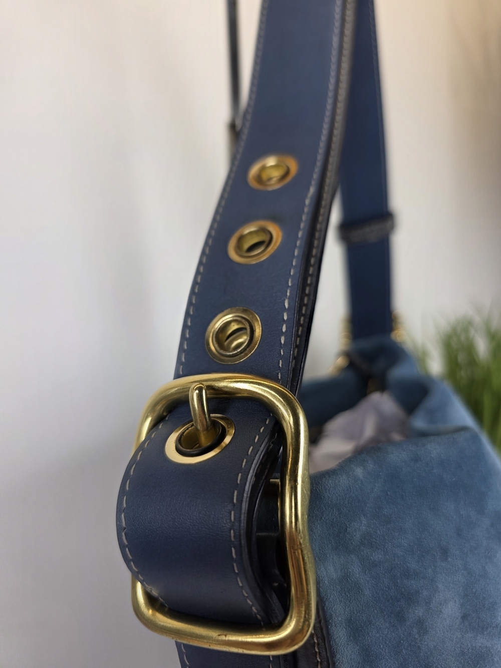 Coach Hobo 1419 Blue Suede Shoulder Shoulder Crossbody Rare Bag - Picture 5 of 14